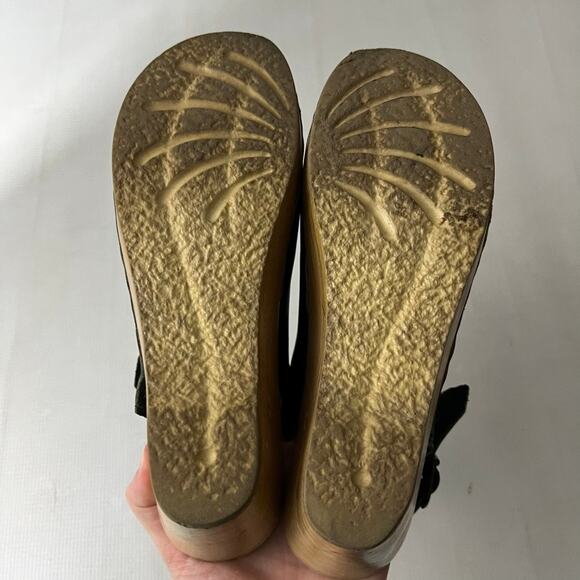 No. 6 Leather Wedge Clog Slingback Pump Wooden Platform Weave Women Size 39 - Picture 13 of 14